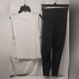 Nike Dri Fit White&Black Yoga Shirt & Leggings Pants Tights Sz M Top S Pants